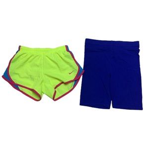 Nike shorts girl shorts dri-fit running short neon S & forever 21 short lot of 2